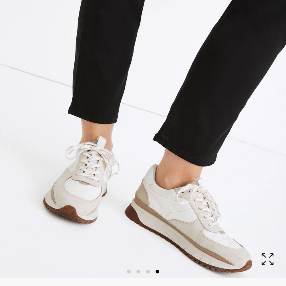 Madewell Cream and Tan Retro Sneakers with Chunky Sole size 9